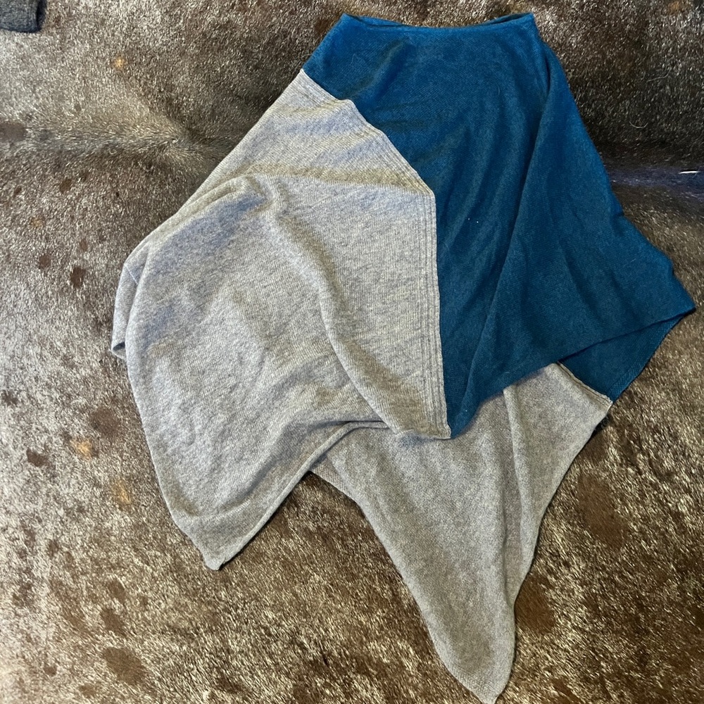 Celeste Blue and Gray Poncho